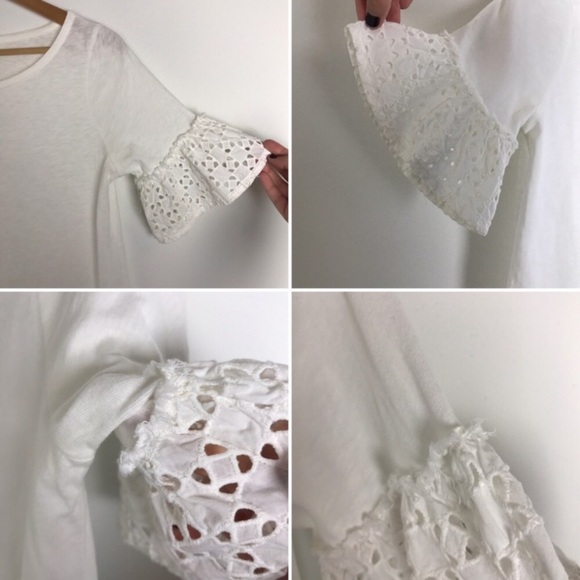 NWT J. Crew White Eyelet Sleeve Top - M - Picture 2 of 2